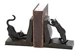 Deco 79 Polystone Cat Decorative Bookends Reading Non Skid Bookends, Set of 2 Office Bookends7"H, 6"W, Black