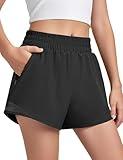 Somaibo Girls Athletic Shorts with Liner Quick Dry Running Soccer Shorts with Zip Pockets for Kids Active Sports Volleyball 11-12 Years Black