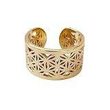Flower of Life for Spiritual Unity Ring For Men, 9 US, Golden, sjj-0107
