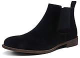 Jousen Men's Chelsea Boots Lightweight Casual Chukka Ankle Boots Classic Elastic Dress Boots For Men (AMY650A Black Suede 9)