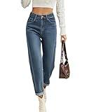 TOSATISFINE Wide Leg Jeans for Women Barrel Jeans High Waisted Straight Leg Baggy Stretchy Mom Jeans Blue XL