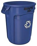 Rubbermaid Commercial Products BRUTE Heavy-Duty Round Trash/Garbage Can, 20-Gallon, Blue, Outdoor Waste Container for Landscapers/Construction/Restaurants/Back of House/Offices/Warehouses