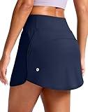SANTINY Skorts for Women with Pockets High Waisted Golf Skirts with Shorts A Line Athletic Tennis Skirt for Casual Pickleball (Navy_L)