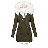 Winter Jackets for Women Thicken Fleece Lined Hooded Parka Coat Warm Quilted Long Sleeve Zipper Overcoats Outerwear