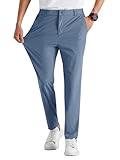 Runcati Mens Stretch Golf Pants Casual Slim Fit Dress Pants Elastic Waist Tapered Work Cropped Trousers