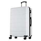 Sweetcrispy Carry on Luggage, Hard Shell ABS, Double Spinner Wheels Lightweight Suitcase TSA Lock, Cream White, 28 Inch