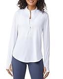 G4Free Workout Tops for Women UV Protection Shirts UPF 50+ Long Sleeve Athletic Golf Shirts Lightweight Running Hiking Pullover (White,XXL)
