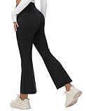 BALEAF Women's Petite Flare Leggings Tummy Control Crossover High Waisted Yoga Pants with Pockets Work Casual 27" Black S