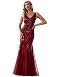 Ever-Pretty Women's Formal Dress Sequin Double V-Neck Sleeveless Mermaid Long Evening Dress Burgundy US10