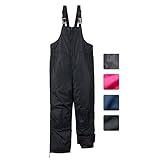 Cherokee Kids' Snow Bib - Boys and Girls Insulated Ski Pants Overalls (4-18), Size 12-14, Black