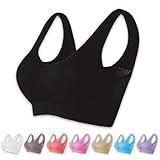 DECHEENG Breathable Cool Liftup Air Bra, 2024 New Sports Bra Large Size Air Bra, Comfortable Mesh Sports Bra for Women Black