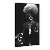 Queen vertical poster of beautiful black woman with golden lips2 Canvas Art Poster And Wall Art Picture Print Modern Family Bedroom Decor Posters Frame 24x36inch
