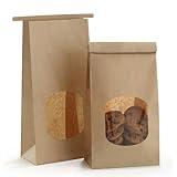 BagDream Bakery Bags with Window Kraft Paper Bags 50Pcs 4.5x2.36x9.6 Inches Tin Tie Tab Lock Bags Brown Window Bags Cookie Bags, Coffee Bags