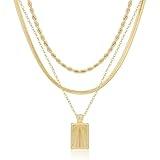 Kyerlyn layered gold necklaces for women，Stackable Simple 14K Gold Plated Chain Necklace Layering Fashion Pendant herringbone Necklaces Trendy gold Jewelry for women trendy Set Gifts