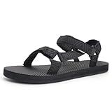 WateLves Womens-Sport-Sandals Outdoor Hiking Sandals with-Arch-Support Comfortable Webbing-Water-Athletic Beach-Sandals for Travel-Walking-Trekking-Camping（101-Black/V,40）