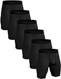 HovSiyla 6 Pack Compression Shorts Men Performance Sports Workout Athletic Running Underwear Shorts Spandex Black-L