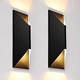 LEONLITE Dimmable LED Up Down Wall Light, 100-277V, CRI 90+, UL Listed IP65 Waterproof, 10%-100% Dimmable for Commercial Outdoor, 14 Inch Modern Porch Light, 1200LM 3000K, Pack of 2