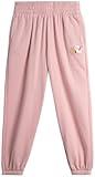 PUMA Girls' Sweatpants - Fleece Jogger Pants with Side Pockets - Baggy Fit Jogger Pants for Girls (S-XL), Size Large, Mauve Mist