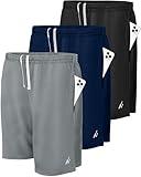 NY Threads 3 Pack Men's Athletic Shorts Quick Dry Lightweight Workout Running Gym Shorts with Pockets, X-Large, Black/Navy/Medium Grey