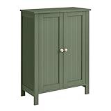 VASAGLE Bathroom Floor Storage Cabinet, Bathroom Storage Unit with 2 Adjustable Shelves, Bathroom Cabinet Freestanding, 11.8 x 23.6 x 31.5 Inches, Forest Green UBCB060C01