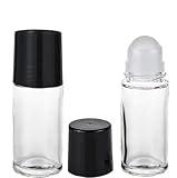 Xinjincang 2Pcs Black Clear Empty Glass Essential Oil Roller Bottles Vials Containers Refillable Roll-on with Funnel Refillable Cosmetic Containers Roller Bottles(30ML)