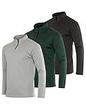 3 Pack:Men's Quarter 1/4 Zip Pullover Long Sleeve Athletic Mesh Quick Dry Dri Fit Shirt Gym Running Performance Golf Half Zip Up Top Thermal Workout Sweatshirts Sweater Sports Track Jacket-Set 6,L