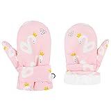 American Trends Lined Fleece Toddler Mittens Kids Winter Warm Gloves Child Ski Gloves Waterproof Snow Baby Mitten for Boys Girls Pink Swan M