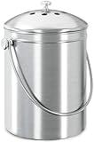 Utopia Kitchen Compost Bin for Kitchen Countertop - 1.3 Gallon Compost Bucket for Kitchen with Lid - Includes 1 Spare Charcoal Filter - Home and Kitchen Essentials - (Silver)