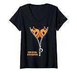 Womens Holiday 365 Halloween Stop staring at my pumpkins V-Neck T-Shirt