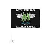 My Hero Is Now My Angel National Public Health Week Car Flag(Premium Polyester) Double Side Printing, Vibrant Graphics, Durable Construction Auto Flag for Cars, Trucks, SUVs, Boats 12x18in