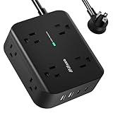 Power Strip Surge Protector - Flat Plug, Wall Mount, 8 Wide Outlets with 4 USB Ports (2 USB C), 5FT Heavy Duty Extension Cord with Multiple Outlets, Charging Station Overload Protection for Home Dorm