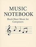 Music Notebook: Blank Sheet Music for Composers: 8.5 x 11 in, Cream Paper, 100 Pages, Wide Staff with Treble Clef (G)