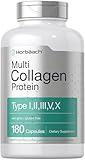 Horbäach Multi Collagen Protein 2000 mg | 180 Capsules | Hydrolyzed Collagen Type I, II, III, V, X | Keto & Paleo Friendly, Non-GMO, Gluten Free Supplement