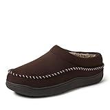 Dearfoams Men's Thompson Cozy Memory Foam Indoor Outdoor Clog House Slipper, Coffee, 11-12