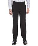 Calvin Klein Boys Flat-Front Bi-Stretch Dress Pant, Straight Leg Fit & Hemmed Bottom, Belt Loops & Functional Front Pockets, Black, 14