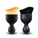 Sodcay 2 PCS Car Detailing Brush Car Interior Cleaning Soft Brush Automotive Air Conditioner Brush, Curved Design Dirt Dust Clean Brushes for Cleaning Air Vent, Dashboard, Engines (Yellow & Black)