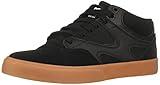 DC Men's Kalis Vulc Mid Top Casual Skate Shoe, Black/Black/Gum, 10.5