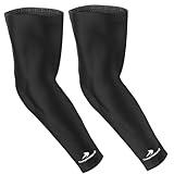 CompressionZ Sports Compression Arm Sleeves for Men & Women | Basketball Volleyball Baseball Football Golf UV Protection & Elbow Pain Relief Black: 2 Pack, Large