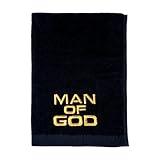 Swanson Christian Products Hand Towel Man of God Towel w/Gold Embroidery Pastor Appreciation Gift Fathers Day Present Face Towel Sweat Towels for Gym Absorbent Cotton BLACK