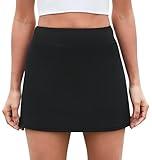 FireSwan Womens Tennis Skirt with Pockets High Waisted Golf Skorts Running Workout Skirts Summer Athletic Black