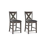 Signature Design by Ashley Caitbrook Rustic 24.63" Counter Height Upholstered Barstool, Set of 2, Gray
