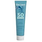 BLUE LIZARD Sensitive Mineral Sunscreen with Zinc Oxide 50+ Water Resistant UVAUVB Protection with Smart Cap Technology Fragrance Free, Sensitve, SPF 50 - - Tube, Unscented, 5 Fl Oz