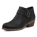 mysoft Women's Ankle Boots Low Chunky Stacked Heel Comfortable Round Toe booties with Side Zipper Shoes