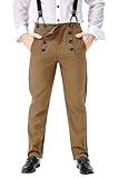 Ya-cos Men Steampunk Pants Classic Victorian Pants Adult Vintage Gothic Trousers Cosplay Costume Khaki