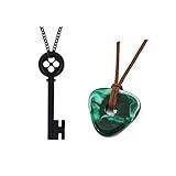 Mullike Coraline Key Pendant Necklace Seeing Stone Necklace Halloween Cosplay Costume Accessories Christmas Gifts for Women Men (2PCS)