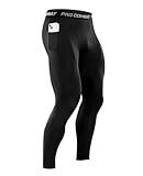 Niksa 1/3 Pack Men's Compression Pants with Pocket, Performance Athletic Sports Leggings & Gym Tights for Running Yoga Basketball Workout Sports Black