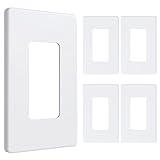 Amerisense Outlet Cover, Screwless Decorator Wall Plate, Light switch Power Plug Cover, 1-Gang Standard Size, White, 5 Pack,UL listed