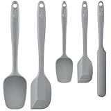 HOTEC Food Grade Silicone Rubber Spatula Set for Kitchen Baking, Cooking, and Mixing High Heat Resistant Non Stick Dishwasher Safe BPA-Free Set of 5 Grey