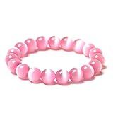 Fuqimanman2020 Healing Natural Stone Stretch Bracelet Strand Chakra Crystal Beaded Energy Reiki Spirituality for Women Conservancy Meditation Protection Jewelry-Pink 10MM