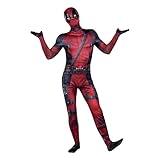 MARVEL Deadpool Official Adult Deluxe Zentai Halloween Costume - Stretch Spandex with Wrist Slits (L)